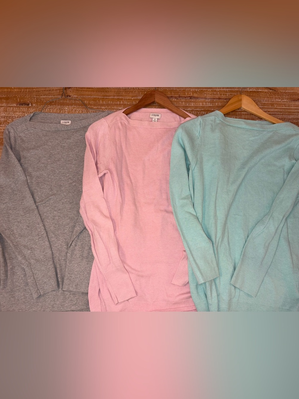 J. Crew Pastel Crewneck Sweater Trio - Pink, Mint & Gray